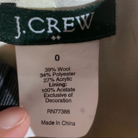 J. CREW WOOL BLEND BLAZER WITH RIBBON TRIM. HOOK AND LOOP CLOSURE. CUFF DETAIL. - Picture 9 of 11